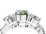 White gold Three-Stone Fancy Green Cushion Cut Diamond Channel Set Engagement Ring with Prong Setting_16