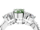 White gold Three-Stone Fancy Green Cushion Cut Diamond Channel Set Engagement Ring with Prong Setting_4