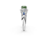 White gold Three-Stone Fancy Green Cushion Cut Diamond Engagement Ring with Pave Band and Prong Setting_15