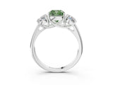 White gold Three-Stone Fancy Green Cushion Cut Diamond Engagement Ring with Prong Setting_18