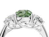 White gold Three-Stone Fancy Green Cushion Cut Diamond Engagement Ring with Prong Setting_19