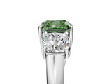 White gold Three-Stone Fancy Green Cushion Cut Diamond Engagement Ring with Prong Setting_20