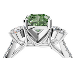 White gold Three-Stone Fancy Green Cushion  Cut Diamond Pavé Band with Four-Prong Setting_32