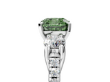 White gold Three-Stone Fancy Green Cushion  Cut Diamond Pavé Band with Four-Prong Setting_33
