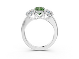 White gold Three-Stone Fancy Green Cushion  Cut Diamond Ring with Channel-Set Band and Four-Prong Setting_84