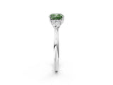 White gold Three-Stone Fancy Green Cushion Cut Diamond Ring with Pear  Side Stones in Four-Prong Setting_50