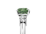 White gold Three-Stone Fancy Green Cushion  Cut Diamond Solitaire with Prong Setting and Classic Band_30