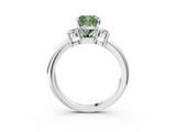 White gold Three-Stone Fancy Green Cushion  Cut Diamond Solitaire with Prong Setting and Classic Band_42