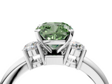 White gold Three-Stone Fancy Green Cushion  Cut Diamond Solitaire with Prong Setting and Classic Band_43