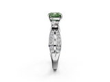 White gold Three-Stone Fancy Green Cushion  Cut Diamond Twist Band with Prong Setting_70