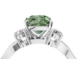 White gold Three-Stone Fancy Green Cushion  Cut Diamond Twist Band with Prong Setting_72