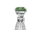 White gold Three-Stone Fancy Green Cushion  Cut Diamond Twist Band with Prong Setting_73
