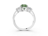 White gold Three-Stone Fancy Green Cushion  Cut Solitaire Ring with Prong Setting_6