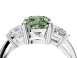White gold Three-Stone Fancy Green Cushion  Cut Solitaire Ring with Prong Setting_7