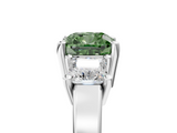 White gold Three-Stone Fancy Green Cushion  Cut Solitaire Ring with Prong Setting_8