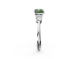 White gold Three-Stone Fancy Green Cushion  Diamond Ring with Pear Side Stones in Four-Prong Setting_61