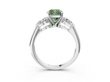 White gold Three-Stone Fancy Green Cushion  Diamond Ring with Pear Side Stones in Four-Prong Setting_62