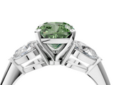 White gold Three-Stone Fancy Green Cushion  Diamond Ring with Pear Side Stones in Four-Prong Setting_62