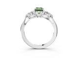 White gold Three-Stone Fancy Green Emerald Cut Brilliant Diamond Solitaire Ring with Tapered Band and Four-Prong Setting_34