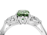 White gold Three-Stone Fancy Green Emerald Cut Brilliant Diamond Solitaire Ring with Tapered Band and Four-Prong Setting_35
