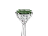 White gold Three-Stone Fancy Green Emerald Cut Brilliant Diamond Solitaire Ring with Tapered Band and Four-Prong Setting_36