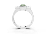 White gold Three Stone Fancy Green Emerald Cut Cut Channel Set Diamond Ring_15