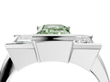 White gold Three Stone Fancy Green Emerald Cut Cut Channel Set Diamond Ring_28
