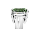 White gold Three Stone Fancy Green Emerald Cut Cut Channel Set Diamond Ring_29