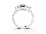 White gold Three-Stone Fancy Green Emerald Cut Cut Classic Band Prong Setting Ring_3