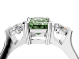 White gold Three-Stone Fancy Green Emerald Cut Cut Classic Band Prong Setting Ring_4