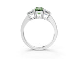 White gold Three-Stone Fancy Green Emerald Cut Cut Diamond Engagement Ring with Flat Band and Four-Prong Setting_15