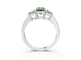 White gold Three-Stone Fancy Green Emerald Cut Cut Diamond Engagement Ring with Flat Band and Four-Prong Setting_15