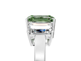 White gold Three-Stone Fancy Green Emerald Cut Cut Diamond Engagement Ring with Flat Band and Four-Prong Setting_17