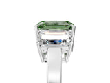 White gold Three-Stone Fancy Green Emerald Cut Cut Diamond Engagement Ring with Flat Band and Four-Prong Setting_18