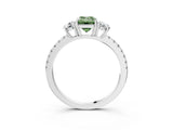 White gold Three-Stone Fancy Green Emerald Cut Cut Diamond Pavé Band with Prong Setting_30