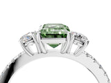 White gold Three-Stone Fancy Green Emerald Cut Cut Diamond Pavé Band with Prong Setting_31
