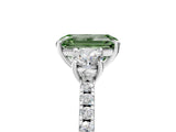 White gold Three-Stone Fancy Green Emerald Cut Cut Diamond Pavé Band with Prong Setting_32