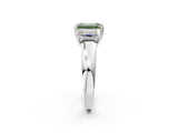 White gold Three-Stone Fancy Green Emerald Cut Cut Diamond Ring with Channel Set Band and Four-Prong Setting_14