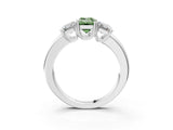 White gold Three-Stone Fancy Green Emerald Cut Cut Diamond Ring with Channel Set Band and Four-Prong Setting_15