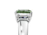 White gold Three-Stone Fancy Green Emerald Cut Cut Diamond Ring with Channel Set Band and Four-Prong Setting_17