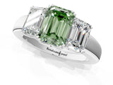 White gold Three-Stone Fancy Green Emerald Cut Cut Diamond Ring with Channel Set Band and Four-Prong Setting_19