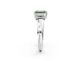 White gold Three-Stone Fancy Green Emerald Cut Cut Diamond Ring with Channel Set Band and Four-Prong Setting_26