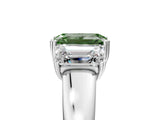 White gold Three-Stone Fancy Green Emerald Cut Cut Diamond Ring with Channel Set Band and Four-Prong Setting_29