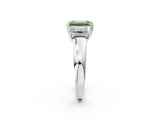 White gold Three-Stone Fancy Green Emerald Cut Cut Diamond Ring with Channel Set Band and Four-Prong Setting_50