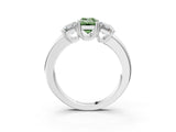 White gold Three-Stone Fancy Green Emerald Cut Cut Diamond Ring with Channel Set Band and Four-Prong Setting_51