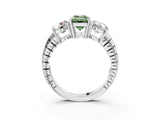 White gold Three-Stone Fancy Green Emerald Cut Cut Diamond Ring with Channel-Set Band and Prong Setting_3