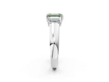 White gold Three-Stone Fancy Green Emerald Cut Cut Diamond Ring with Prong Setting and Classic Band_14