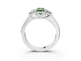 White gold Three-Stone Fancy Green Emerald Cut Cut Diamond Ring with Prong Setting and Classic Band_15