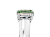White gold Three-Stone Fancy Green Emerald Cut Cut Diamond Ring with Prong Setting and Classic Band_5