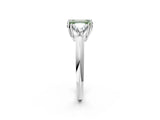 White gold Three-Stone Fancy Green Emerald Cut Cut Diamond Ring with Trillion Side Stones and Four-Prong Setting_13
